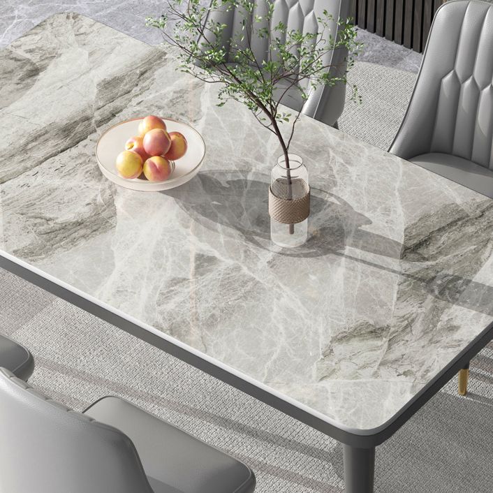 Modern Rectangular Dining Table Stone Top Dining Table with 4 Legs