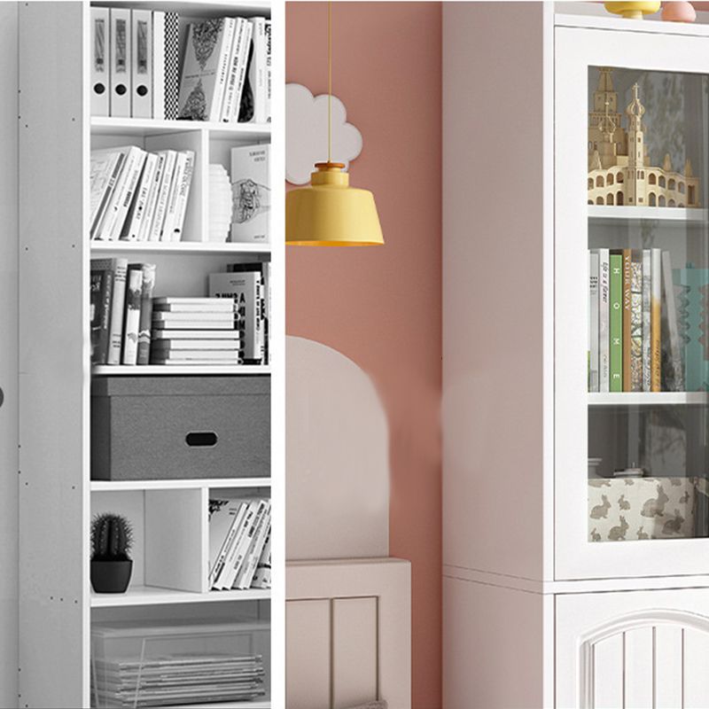 Modern Style Bookcase Wood Closed Back Standard Bookshelf with Door for Home Office