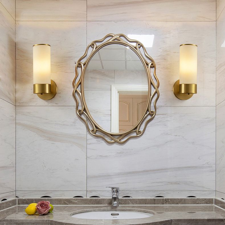 Vintage Simplicity Cylinder Vanity Sconce Lights Milk Glass Wall Mount Light Fixture for Bathroom