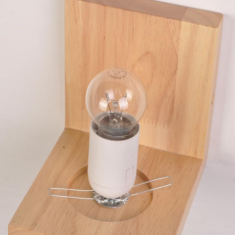 Wood Sqaure Shape Wall Sconce Modern Style 1 Light Wall Light Fixture in Brown