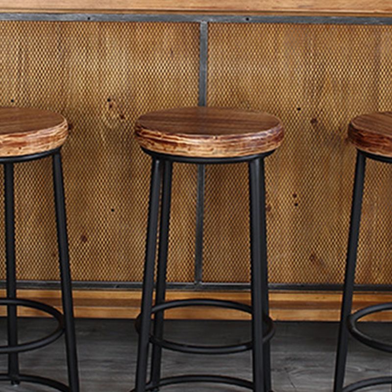 Contemporary Solid Wood Counter Stool Backless Bar Stool with Footrest