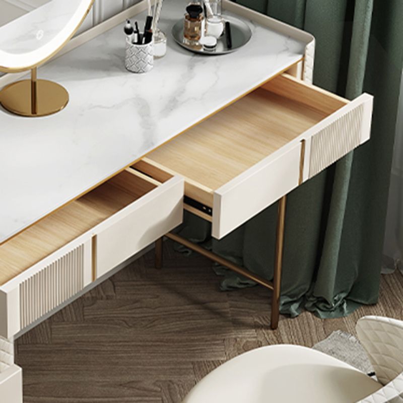 Stone Makeup Counter 14.96" Wide Solid Wood Vanity Tables with Storage Drawers