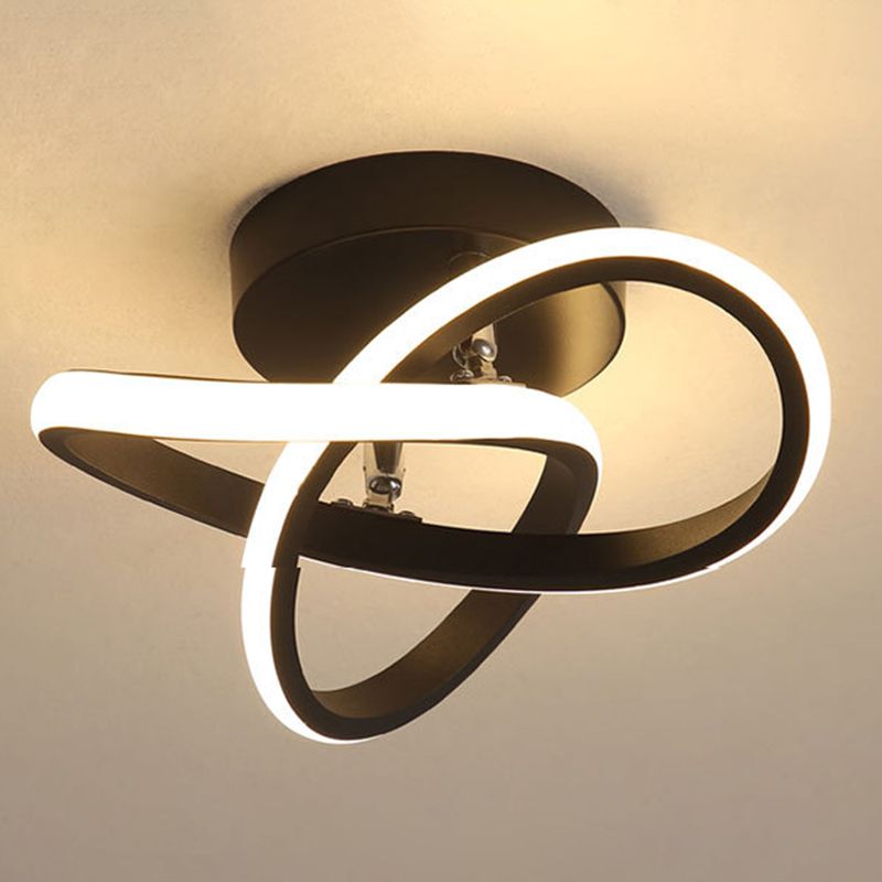 Geometric Shade 2-Lights Modern Flush Mount Ceiling Lighting Fixture in Black