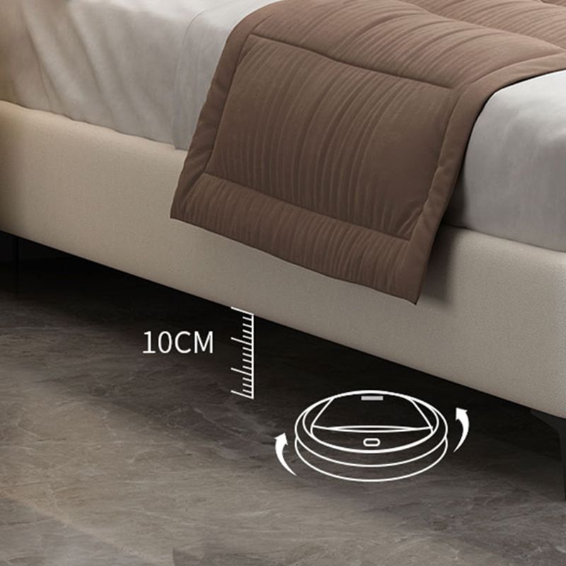 Glam Wooden Bed Frame Faux Leather Standard Bed with Legs for Bedroom