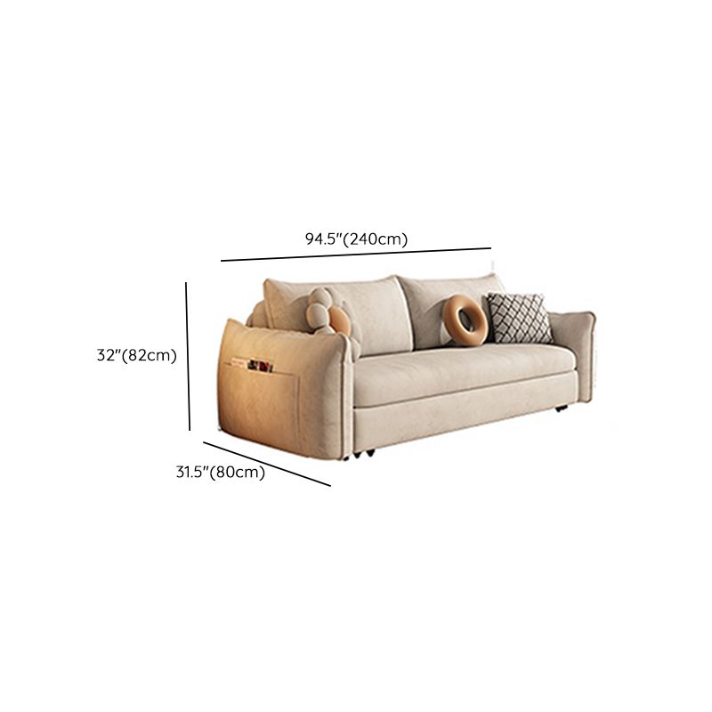Scandinavian Futon Sleeper Sofa Bed White Convertible Sofa for Living Room