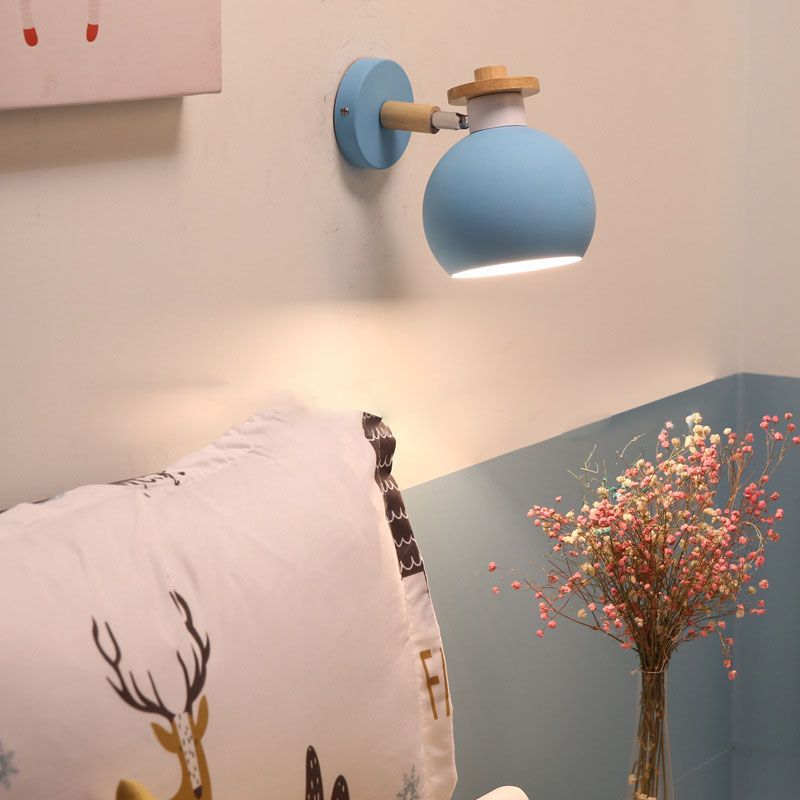 Illuminazione a parete rotonda in stile moderno in stile moderno 1 lampada montata a parete per la testa