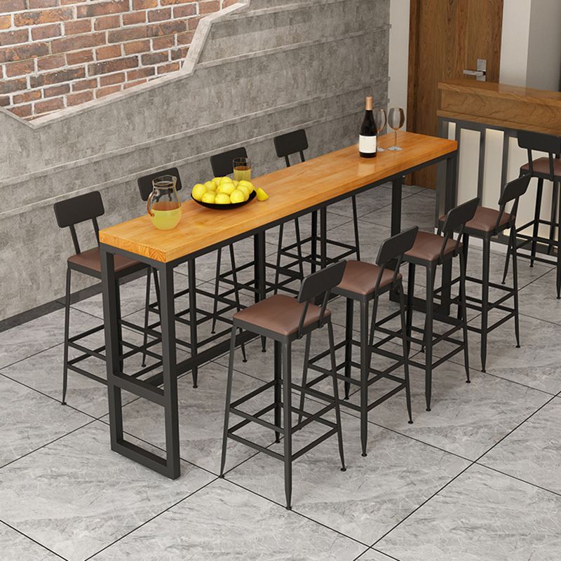 Rectangular Bar-height Table Solid Wood 41.3"H Bar Table with Black Base