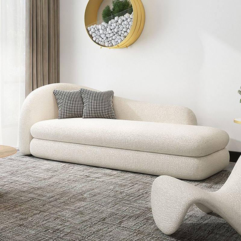 Sloped Arm Curved Sofa Contemporary Tight Back in Beige for Living Room