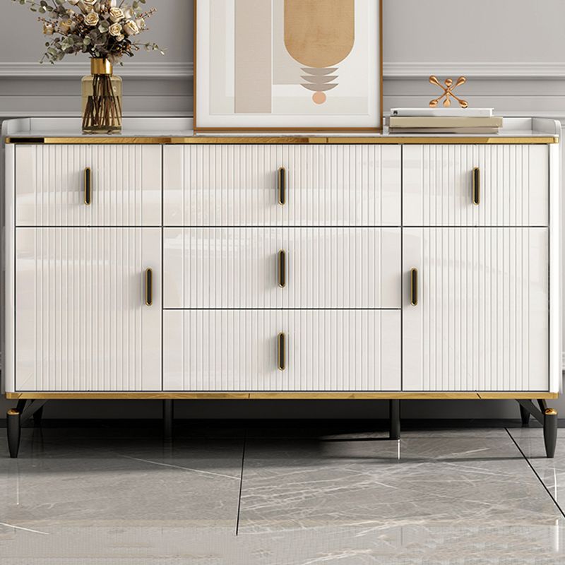 Glam Stone Storage Chest Bedroom Chest in White with Drawers
