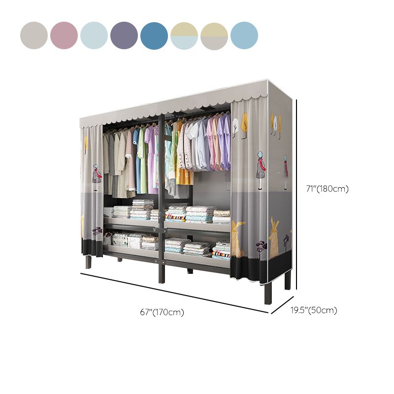 Foldable Freestanding Wardrobe Metal Frame Multifunctional Wardrobe