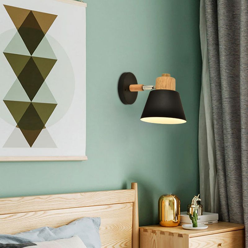 Semplicità nordica semplicità conica illuminazione con applique a parete metallizzata lampada montata per camera da letto per camera da letto