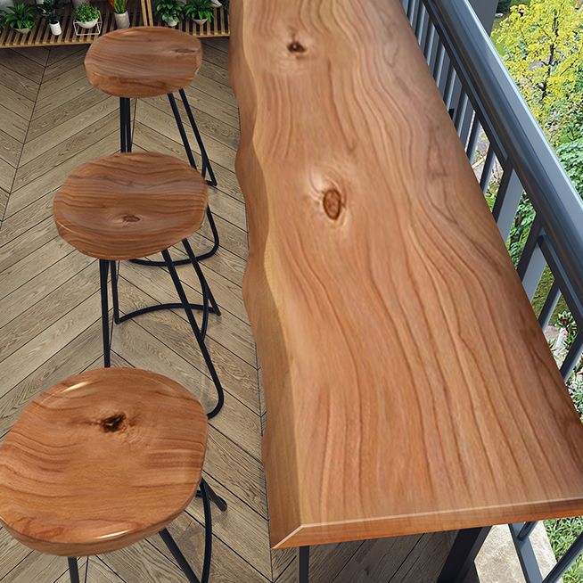Solid Wood Bar Stools Modern Backless Dining Stools with Footrest