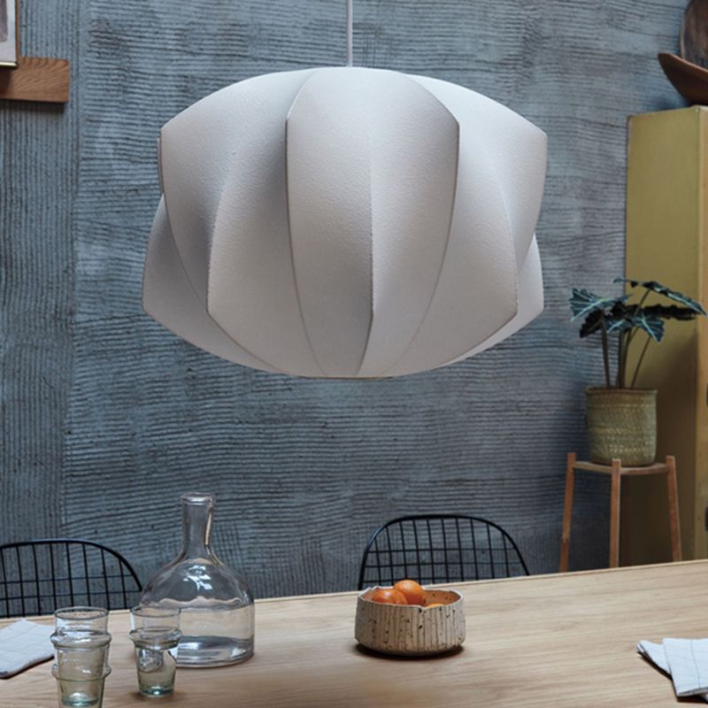 White 1-Light Hanging Ceiling Lights Modern Style Fabric Unique Pendant Lighting