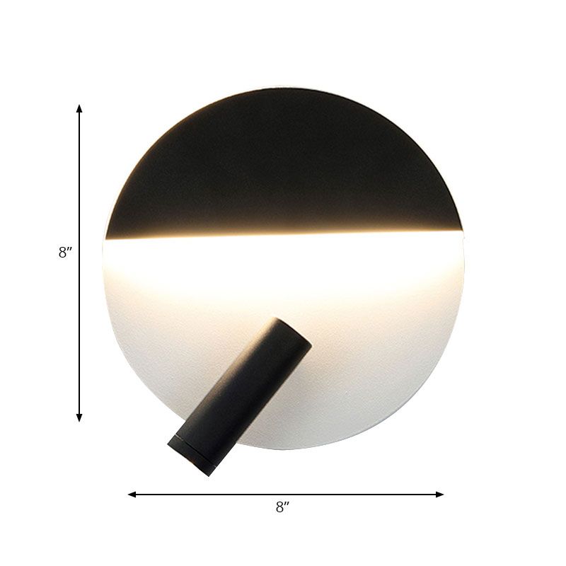 Black/White Round Wall Lamp LED Modern Simple Metallic Wall Light with Spotlight