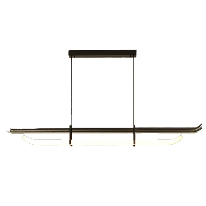 Contemporary Hanging Light Black LED Island Light Fixture with Metal for Dining Room