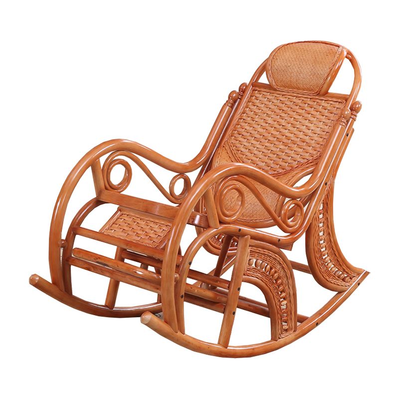 Traditional Rocking Chair Rattan Spindle Backrest Indoor Rocking Chair