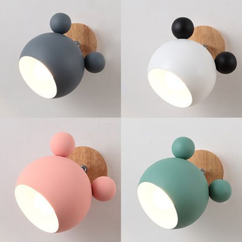 Nordic Metall Wall Light 6 "breite Makkaronwandleuchten mit Holz für Wohnzimmer