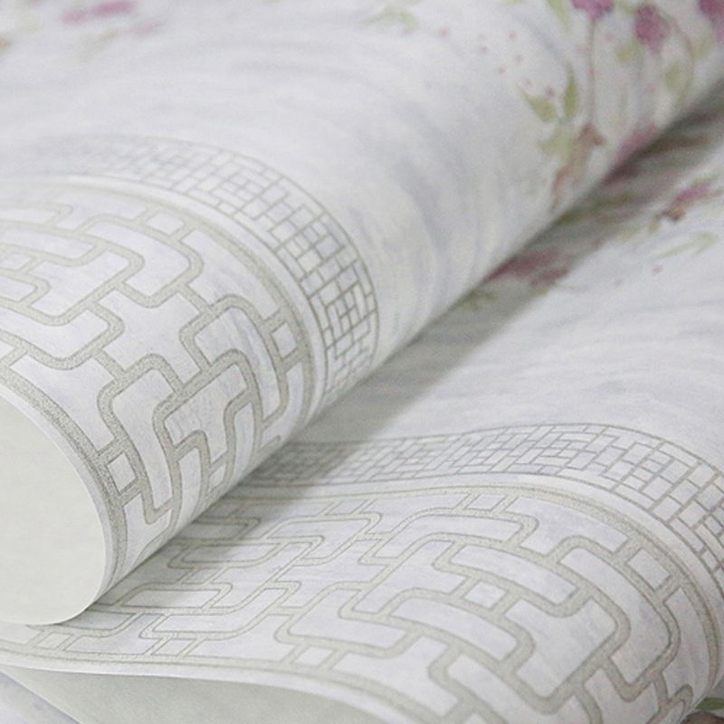 Soft Color Floweret Wallpaper Roll Water-Proof Rustic Style Living Room Wall Art