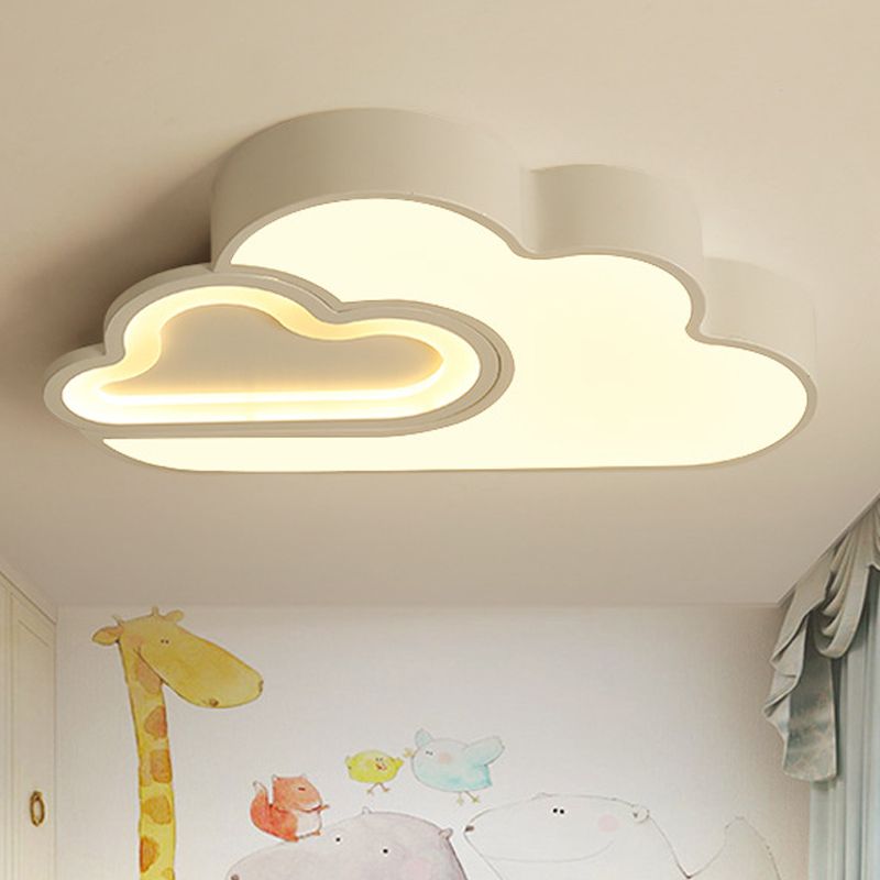 Flat Cloud LED-plafondmontagelamp, hedendaagse acrylplafondlamp in wit voor kinderslaapkamer