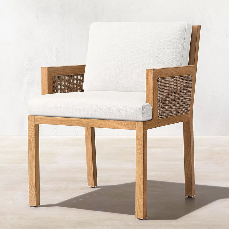Contemporary White and Brone Patio Dining Chair with UV Protective Finish Cushion