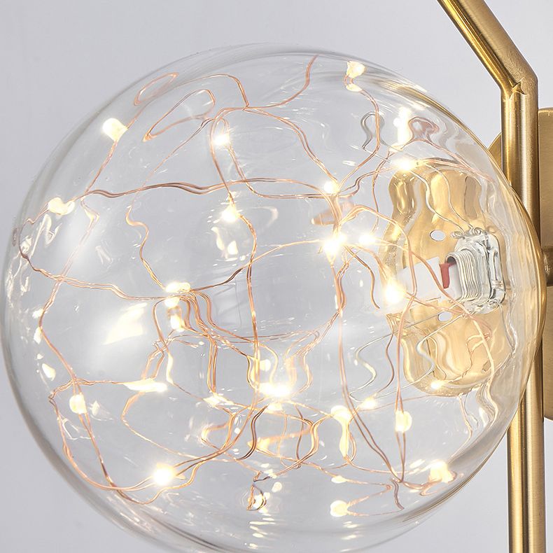 Transparent Globe Glass Bedside Lamp Nordic Style LED Lights String Stairs Sconce Light with Metal Fixed Arm