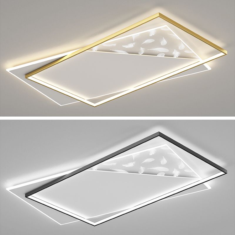 Stagger LED Geometric Feather LED Ceiling Fixture in Modern Simplicity Wrought Iron Flush Mount for Lobby