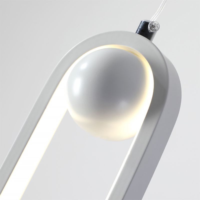Oval Bedroom Hanging Light Fixture Metal Simple Style LED Suspended Lighting Fixture