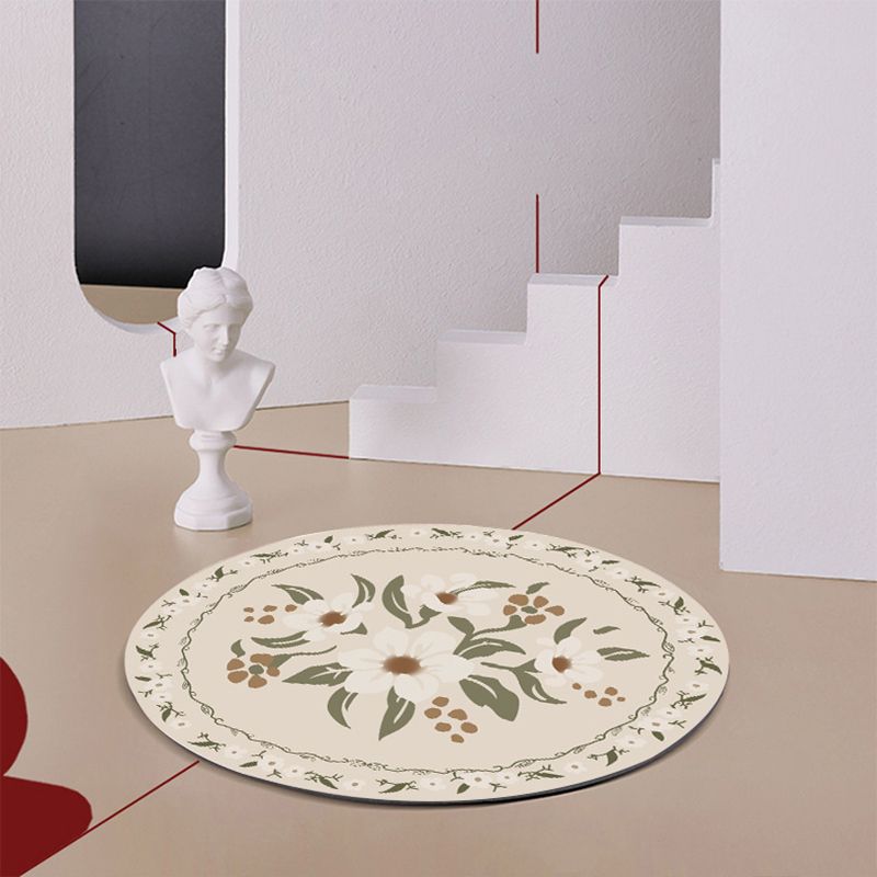 Apricot Modern Rug Polyester Plant Indoor Rug Stain Resistant Rug for Living Room