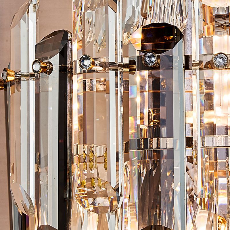 Crystal Geometric Shape Wall Sconces Modern Multi Lights Wall Mount Light Fixture in Gold