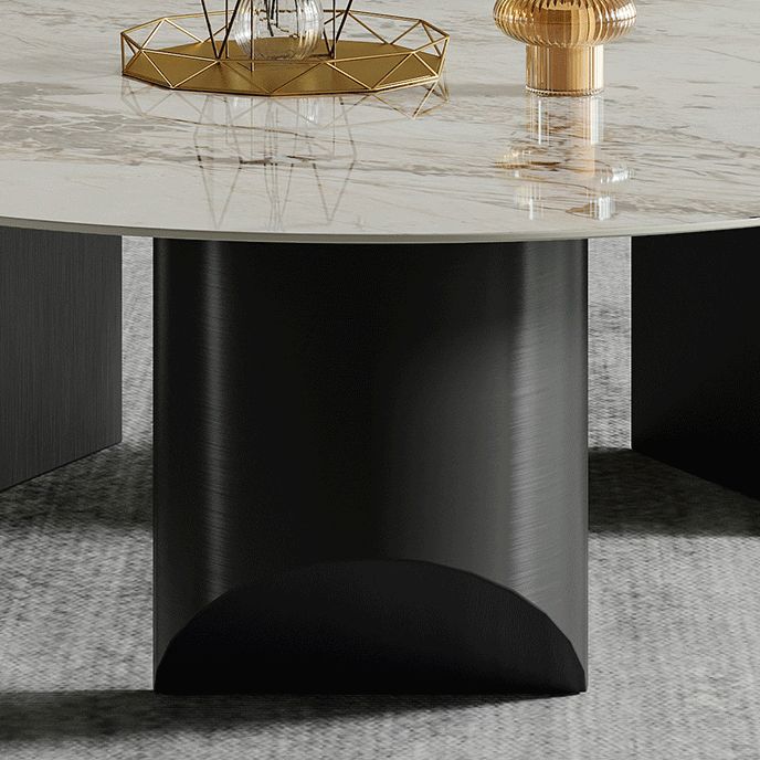 16.53" Tall Slate Top Coffee Table Stainless Steel Base Cocktail Table