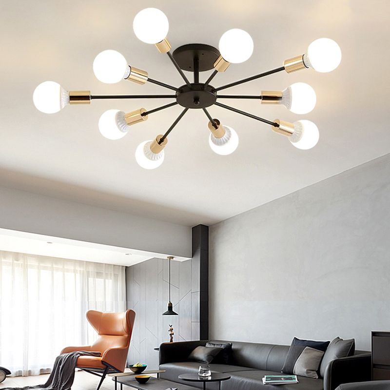 New Modern Wrought Iron Flush Light Sputnik Semi Flush Ceiling Light Fixtures