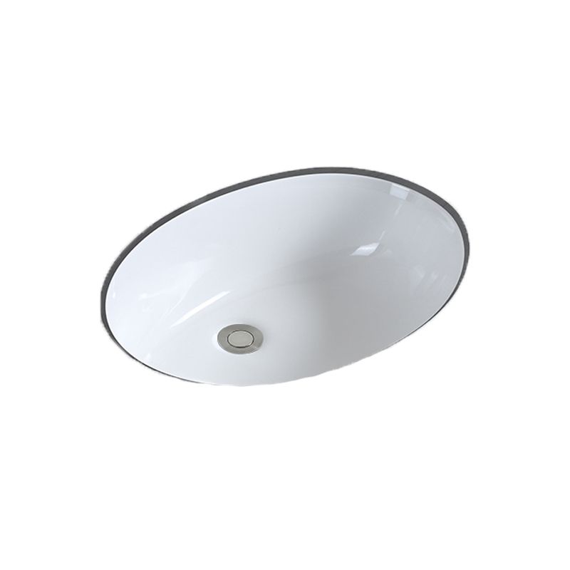 Traditional Undermount Bathroom Sink Porcelain with Pop-Up Drain Basin