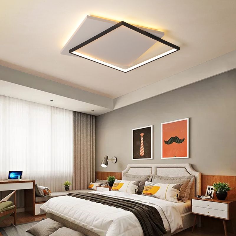Eenvoud vierkante plafondmontage verlichting acryl woonkamer led spoelbevel in wit zwart