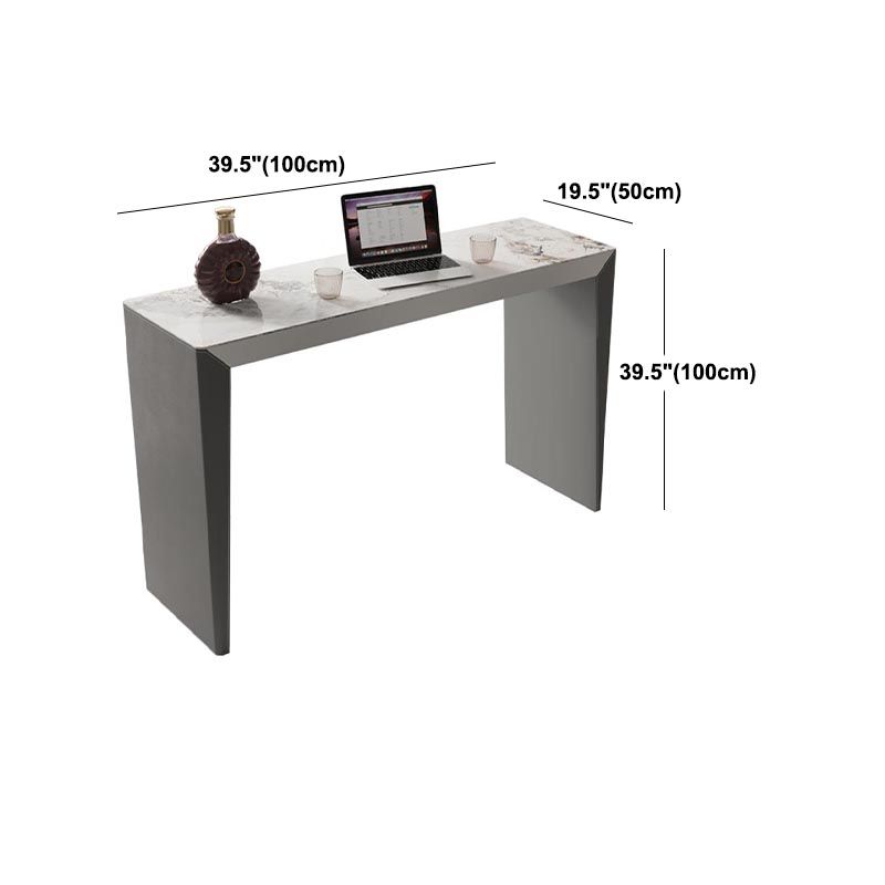 Living Room Counter Wine Table Rectangle Stone Modern Bar Height Pub Table in Grey