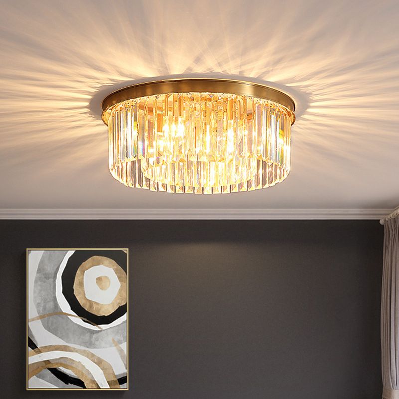 Modern Flush Mount Beleuchtung Gold Drum Flush Deckenleuchte Licht mit Crystal Shade