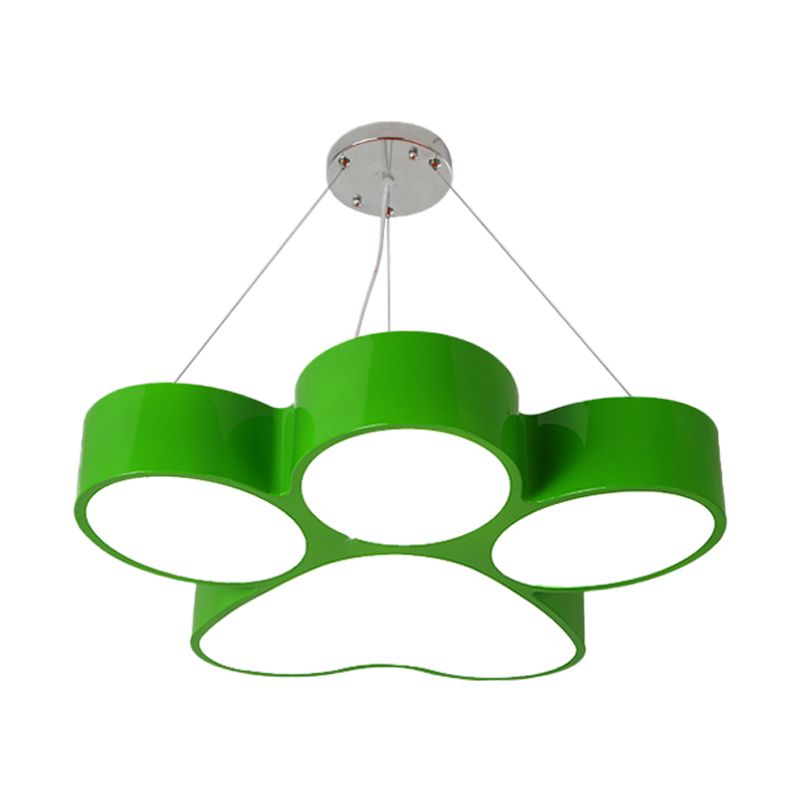 Yellow/Blue/Green Dog Claw Chandelier Minimalism LED Acrylic Hanging Ceiling Light for Playing Room