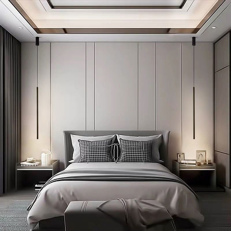 Metal New Modern Hanging Ceiling Light Linear 1-Light Pendant Light for Bedroom