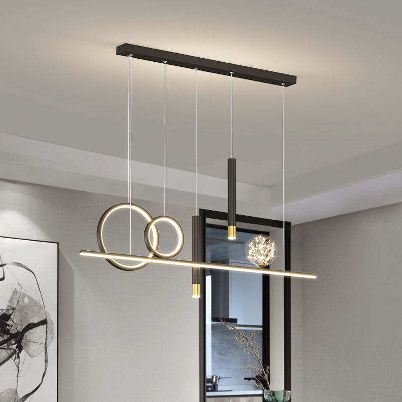 Black/White/Grey Kitchen Island Lighting 6-Light Modern LED Island Pendant Lighting