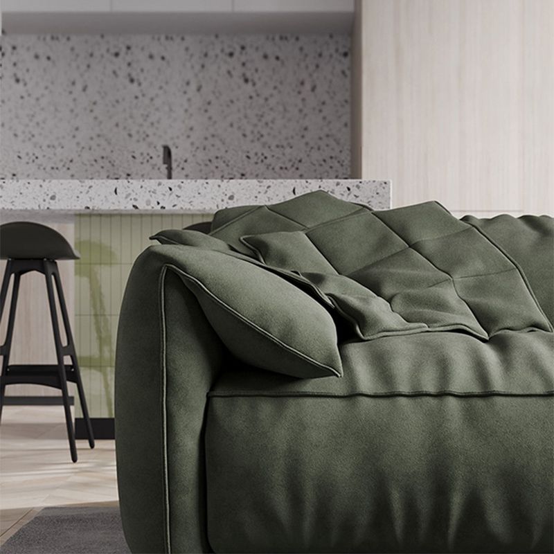 Contemporary Faux Leather Couch Down Filled Settee with Pillow Top Arm