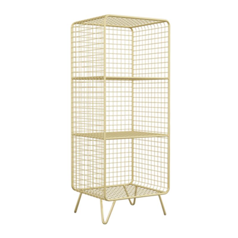 Modern Closed Bookcase with Metal Rectangular Shelves for Study Room