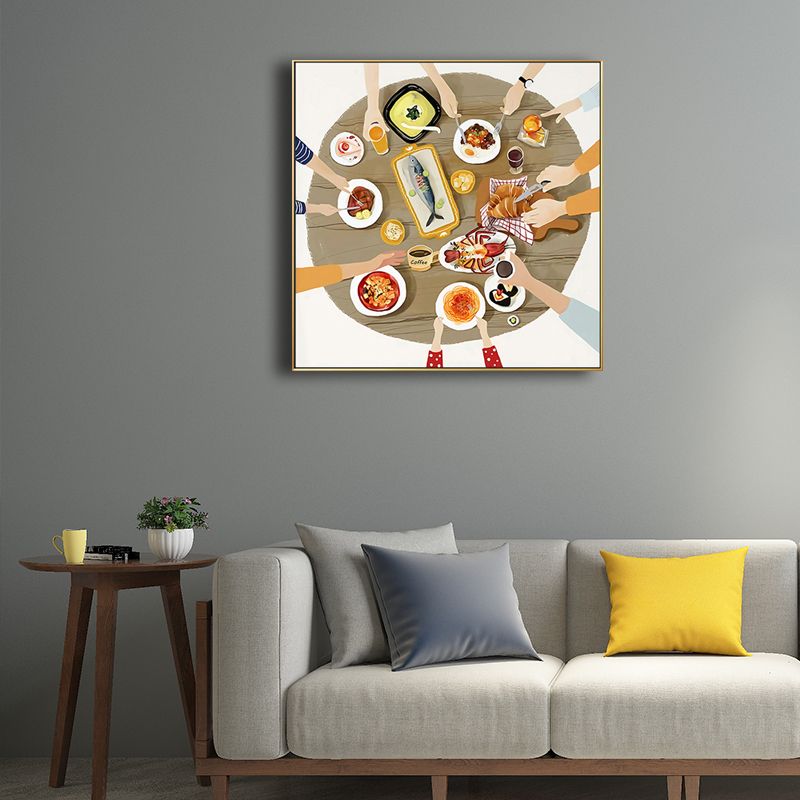 Brown Scandinavian Canvas Foods Wall Art Print for Kitchen, Multiple Sizes Options