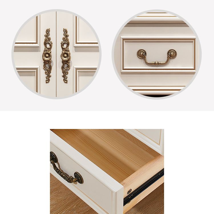 Traditional Wardrobe Armoire White Wooden Wardrobe Cabinet with Legs