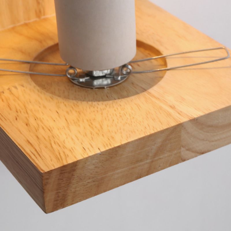 Wood Sqaure Shape Wall Sconce Modern Style 1 Light Wall Light Fixture in Brown