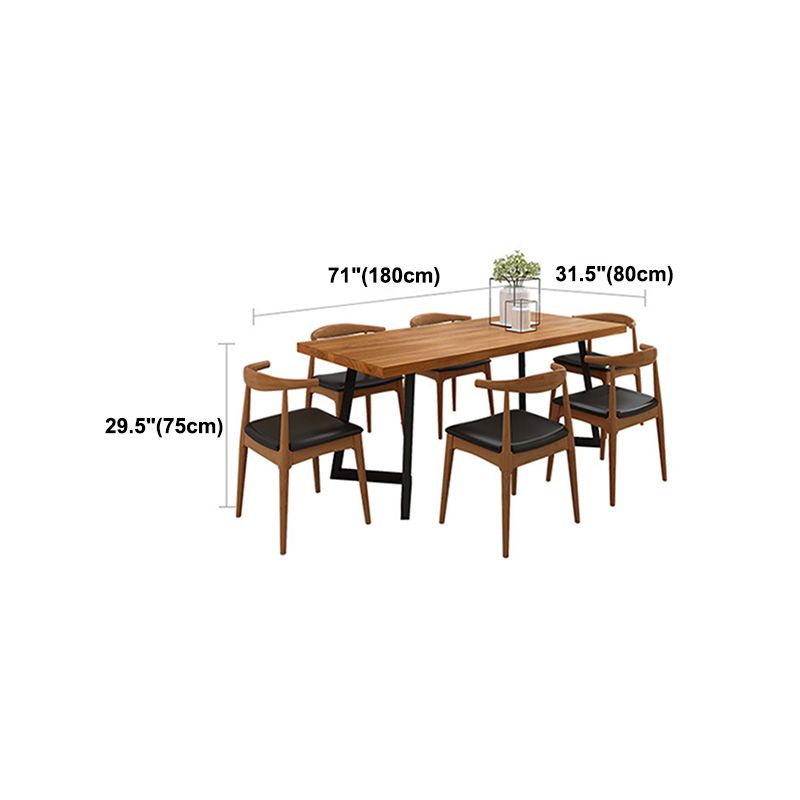 Pine Wood Top Dining Table Modern Rectangle Table with Sled Base