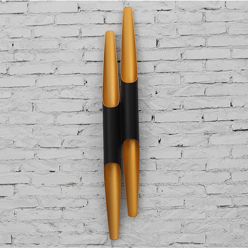 Aluminum Cut-Tubular Wall Lamp Contemporary Black Wall Mount Light Fixture for Bedside