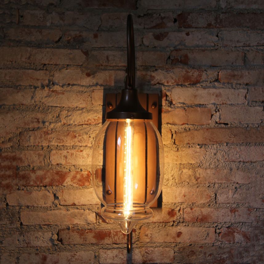 Industrial Glass Shade Wall Light Brown 26" High 1 Light Wall Sconce for Bar