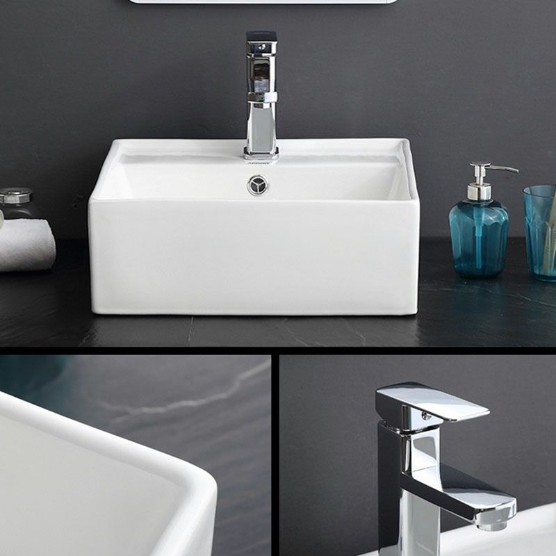 Classical White Bathroom Sink Porcelain Trough Bathroom Sink