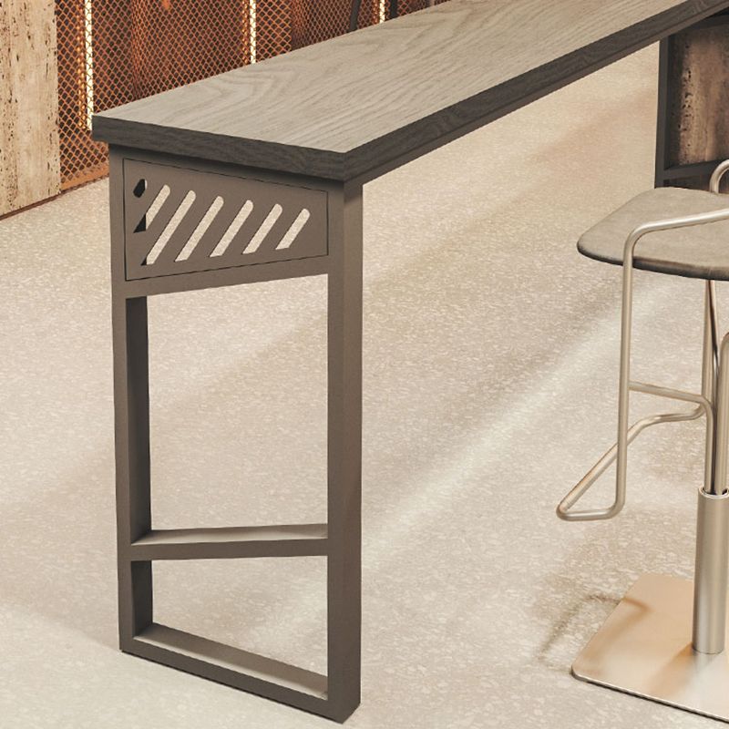 Industrial Style Rectangle Bar Table Solid Wood Fixed Bar Dining Table