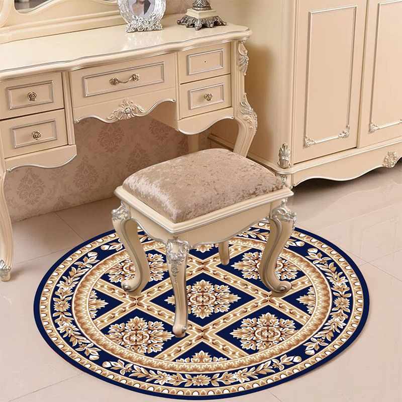 Victorian Bedroom Rug Multicolor Peony Area Rug Polyester Stain Resistant Washable Anti-Slip Rug