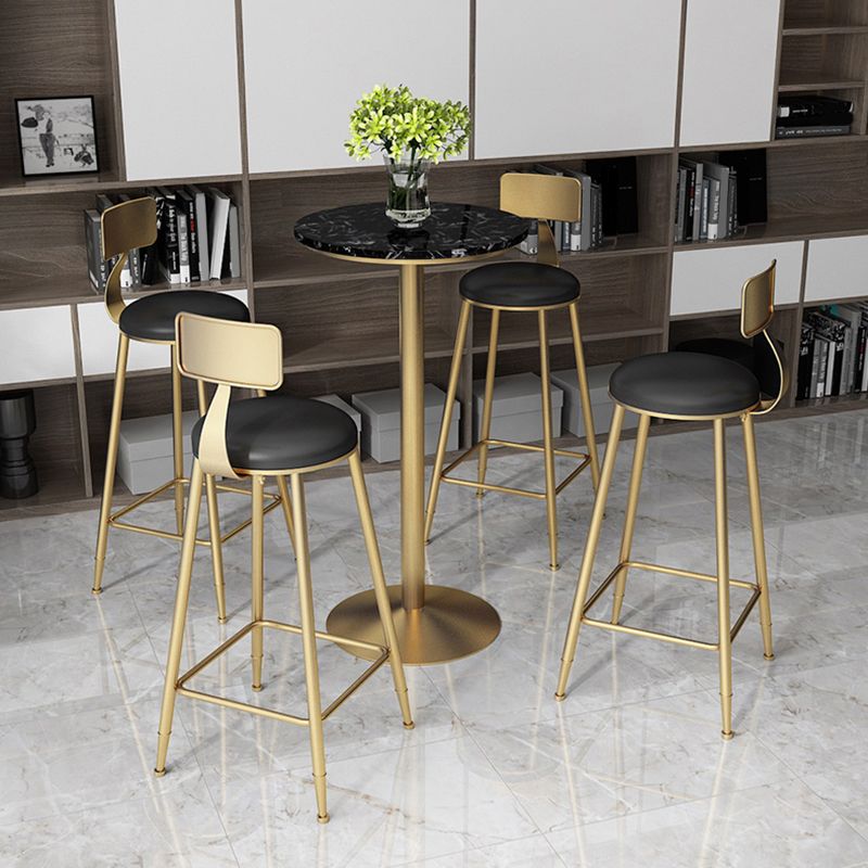 Modern Marble Counter Height Set 1/2/3/5 Pieces Shop Fixed Table Bar Set